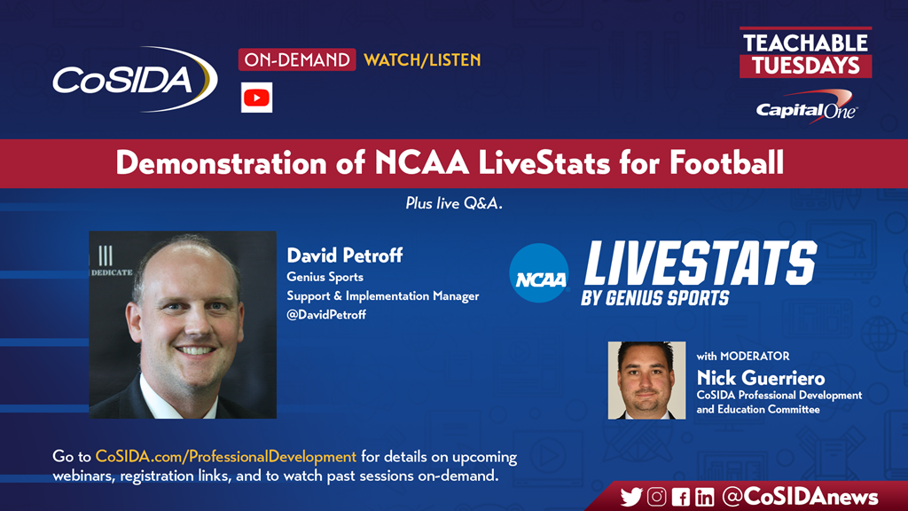 On-Demand Webinar – Teachable Tuesday: Demonstration of NCAA LiveStats for Football
